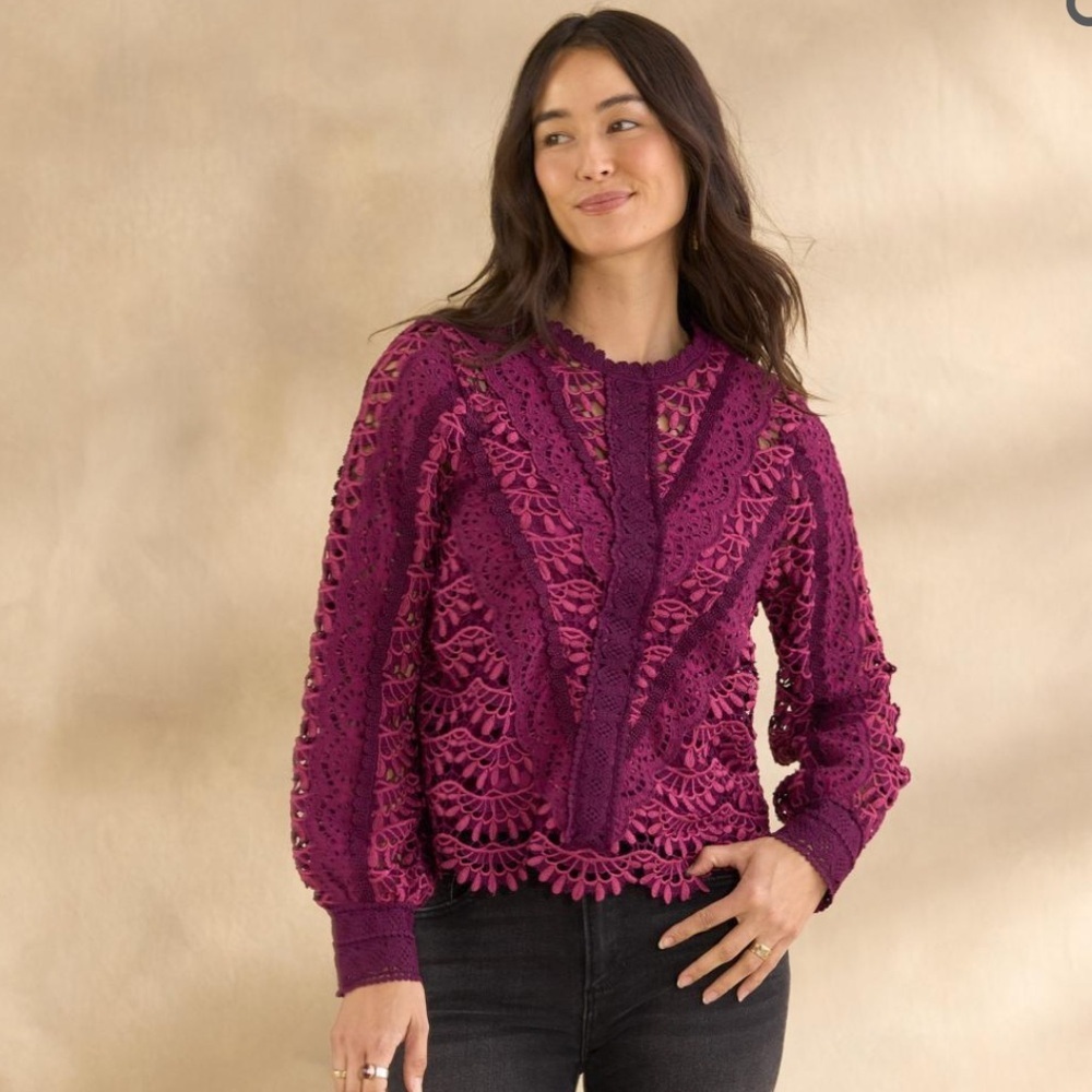 Sundance Living Linnea Crochet Top plum purple